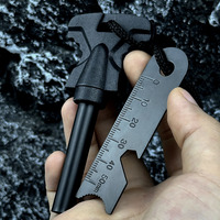 Allume-feu multifonctionnel avec logo personnalisé, grattoir, poignée en PP, règle graduée, noir, 10,5 cm, Sharihart