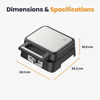 Machine à gaufres 1600W manuelle pour usage domestique, plaques XL antiadhésives, contrôle de température réglable, panneau en acier inoxydable, rangement vertical