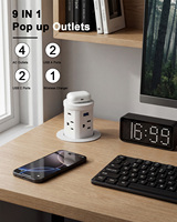 Prise de bureau et de cuisine escamotable intelligente avec NFC, charge sans fil 15W, ports USB-A et USB-C, prise électrique escamotable de 60 mm