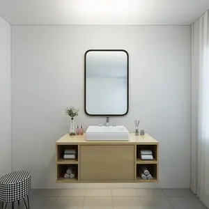 24 인치 x 48 인치 직사각형 블랙 프레임 거울 화장실 거울