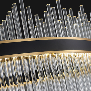 Anneau de salon d'hôtel créatif post-moderne anneau en cristal connecté suspension en verre clair - Product Image 5