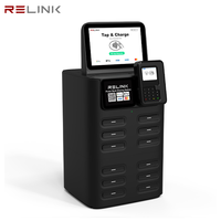Station de recharge de batteries externes partagée à 12 emplacements avec système de point de vente pour la location de batteries externes et distributeur automatique de recharge de téléphones pour entreprises