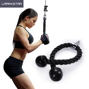 LS3044 Bodybuilding arm muscles Black Cable Gym Pulldown Double Tricep Rope With Solid