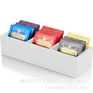 Solid Wood <b>Tea</b> Bag Storage <b>Box</b> Rectangle Black Charcoal Color Desktop Organizer for Coffee Sugar Packets - Product Image 4