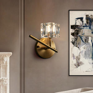 Lámpara de Pared de Cristal de Lujo Estilo Retro Americano, Totalmente en Cobre, para Sala de Estar, Pasillo, Escalera, Decoración Simple para Pared de Fondo - Product Image 5