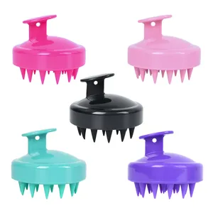 Hot sale silicone handheld manual plastic scalp massager head scrubber shower shampoo hairbrush for hair growth brush
