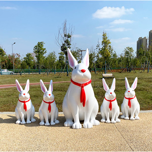 Sculpture du Lapin du Zodiaque 2023, Figurine Artistique en Plastique de Dessin Animé pour Décoration Extérieure du Nouvel An Chinois, à Poser au Sol, Lot Multi-Pièces - Product Image 3