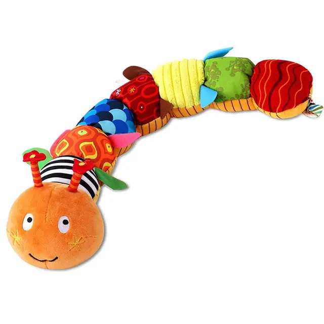 Baby Plush Stuffed Animal Toy Criança Música Caterpillar Crinkle Rattle Soft Plush Stuffed Animal Brinquedos para criança