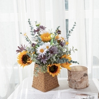 CF01266 Bouquet de fleurs artificielles Bouquet de tournesol Bouquet cadeau pour table Vase décorations de mariage arrangement floral