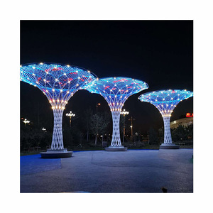 Decorazione quadrata esterna moderna giardino di <span class=keywords><strong>casa</strong></span> grande metallo arte artigianale luce in acciaio inossidabile lampada paesaggio albero scultura statua - Product Image 1