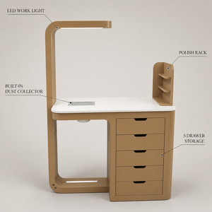 Table de manucure en MDF la plus vendue, mobilier de salon blanc avec tiroirs, lampe LED et présentoir à gel pour studio de beauté - Product Image 2