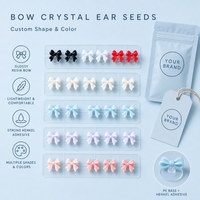Autocollants de graines auriculaires en cristal avec nœud papillon, patchs de graines d'acupression pour la thérapie auriculaire