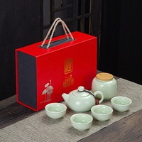 Service à thé Kung Fu moderne Pot Xishi en céramique et un pot deux/tasses quatre tasses sac de transport de voyage ensemble de café cadeau