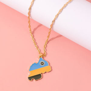 Collar con Mapa <span class=keywords><strong>de</strong></span> País y Bandera <span class=keywords><strong>de</strong></span> Moda, Joyería Africana para Hombre y Mujer, Colgante <span class=keywords><strong>de</strong></span> Aleación con Cadena, con Representación <span class=keywords><strong>de</strong></span> Liberia, Jamaica, Nigeria y Guinea - Product Image 3