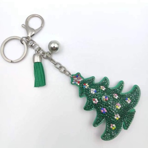 <span class=keywords><strong>Porte</strong></span>-clés mousqueton tendance et durable, coloré, avec pendentif sapins de Noël entièrement orné de strass, breloque de sac, cordon pour femme - Vente chaude - Product Image 5