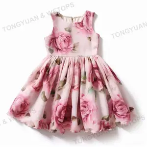 여름 어린이 일반 디자인 핑크 꽃 패턴 민소매 빈티지 요정 아기 소녀 꽃 드레스