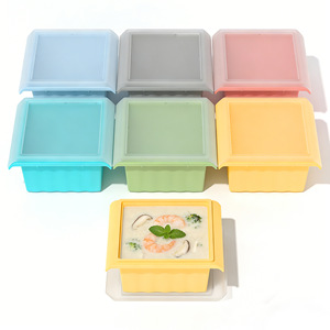 Molde de silicona para sopa con tapa, bandeja para cubitos de hielo, contenedor para almacenamiento de alimentos, preparación de comidas, control de porciones, sobras, comida para bebés - Product Image 4