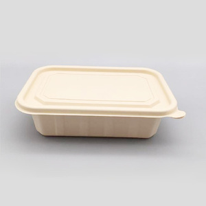 廉价一次性方形甘蔗渣食品容器，带光面层压层压板，用于汉堡午餐沙拉的外卖包装盒 - Product Image 3