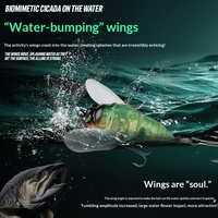 Leurre Artificiel JETOP Cigale Rigide 40mm 6.5g Flottant en Surface avec Ailes, Sans Hameçons, pour la Pêche en Mer et les Poissons d'Eau Salée