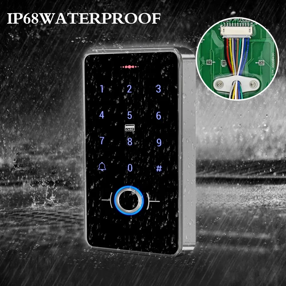 IP68 עמיד למים דלת בקרת גישה מערכת ביומטריה RFID לוח מקשים + אספקת חשמל + 180KG חשמלי מגנטי שביתה מנעולי בית