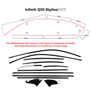 Accessoires de Voiture Baguette de Garniture Décorative Chromée pour Fenêtre de Porte Noire pour Infiniti Q50 <span class=keywords><strong>Q50S</strong></span> Nissan Skyline V37 2013-2025 - Product Image 5