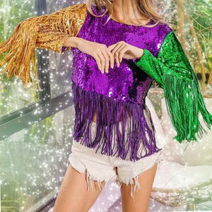 Disponibili Abiti per il Mardi Gras, T-Shirt <span class=keywords><strong>con</strong></span> <span class=keywords><strong>Frange</strong></span> e Paillettes per Donne - Product Image 4