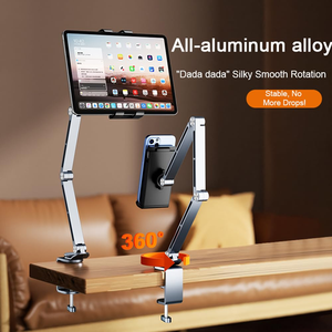 Rotatable Universal Aluminum Alloy <b>Tablet</b> <b>Stand</b> with Clamp <b>for</b> Office Use - Product Image 3