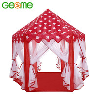 JT051 tente de jeu château de princesse hexagonale rouge pour enfants