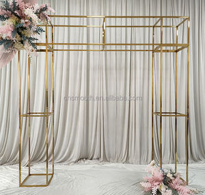 <span class=keywords><strong>Arche</strong></span> de mariage <span class=keywords><strong>rectangulaire</strong></span> en métal noir et or robuste de 8 pieds, cadre pour ballons floraux 3D, support de toile de fond - Product Image 4