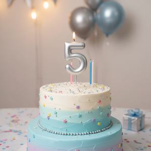 Argento buon compleanno numero 5 candela 9cm bastone di cera per feste di compleanno capodanno e feste di Pasqua - Product Image 3