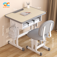 Ensemble bureau et chaise rembourrée pour enfants, siège souple, 70x50cm, hauteur réglable avec fente pour crayons, ensemble bureau et chaise pour étudiants, ODM