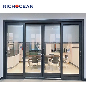 Porte Scorrevoli in Alluminio Nero Antiuragano RICHOCEAN, Porte Esterne Scorrevoli a Doppio Vetro Temperato per Casa - Product Image 3