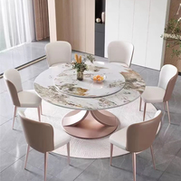 Ensemble de table à manger ronde de luxe en métal 2026 avec plateau en pierre frittée pour usage domestique, bar et atelier