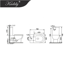 โถสุขภัณฑ์เซรามิกแบบสองชิ้นทรงยาว รุ่น Wels White Washdown แบบ Dual-Flush P-Trap ผลิตตามสั่งจากโรงงาน พร้อมปรับแต่งได้ - Product Image 6