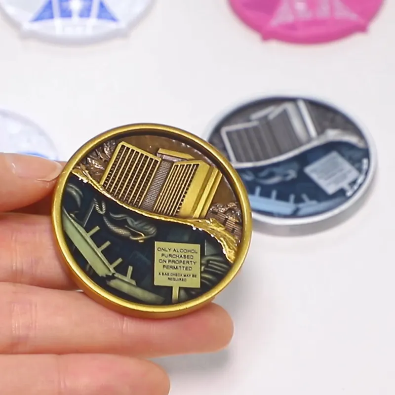 Цинковый сплав персонализированный пользовательский двойной логотип прозрачная эмалированная монета 3D золото серебро латунь Металлическая городская сувенирная монета