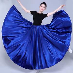 Falda Larga de Raso con Vuelo Amplio de 360/540/720 Grados para Mujer, Traje de Actuación en Escenario, Atuendo de Danza de Apertura, <span class=keywords><strong>Ropa</strong></span> de Práctica - Product Image 2