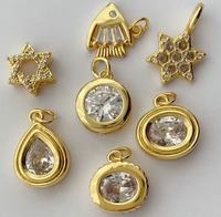 Pendentif Breloque en Zircon Pavé, Modèles Mixtes, Délicat et Tendance, Formes Étoile de Mer, Ronde et Goutte d'eau, pour la Fabrication de Bijoux, Vente en Gros