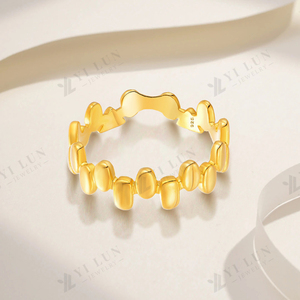 Anillo <span class=keywords><strong>de</strong></span> Plata <span class=keywords><strong>de</strong></span> Ley S925 con Diseño Geométrico Irregular Chapado en <span class=keywords><strong>Oro</strong></span>, Diseño Minimalista Único <span class=keywords><strong>de</strong></span> YILUN - Product Image 3