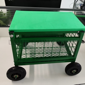 New High-quality Metal <b>Mesh</b> Four-wheel Movable <b>Garden</b> Rolling Seat Cart with a Load-bearing Capacity of 150kg - Product Image 4