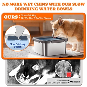 Factory Wholesale 4l Large Stainless Steel Water <b>Tank</b> for Dogs <b>Cats</b> Pet Slow Drinking Splash Proof Dog Bowl No Spill - Product Image 5