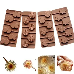 定制6腔3D硬软糖巧克力糖果棒蛋糕装饰硅胶棒棒糖模具