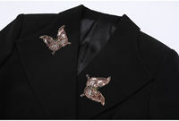 Ensemble de costume élégant avec détails perlés et ceinture ajustable, personnalisable avec logo, pour femme, idéal pour les occasions formelles printemps-automne