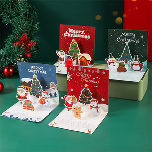 GF 3D Pop up Cardboard Folding Christmas Greeting Card Xmas Gift Thank You Card Santa Clause Merry Christmas Card with Envelopes