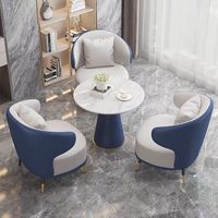 Ensemble table et chaises de salle à manger moderne avec plateau en marbre et pieds en métal pour appartement, atelier, hall d'hôtel, réception
