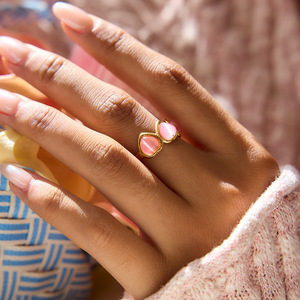 Anillo con Forma de Corazón y Ojo de Gato Rosa, Biselado, Joyería de Moda para Mujer, Regalo, Origen Yiwu - Product Image 2