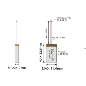 可充电锂离子聚合物电池401230 401020 3.7v 50mah 100mah用于无线耳机和GPS跟踪器