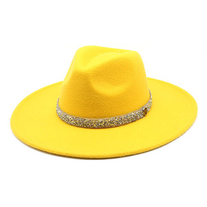 Sombreros Fedora para mujer y hombre, sombrero Fedora de ala ancha con diamantes de imitación ostentosos, personalizado, HT-1763, venta al por mayor, 2022 - Product Image 2