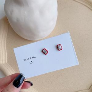 उच्च गुणवत्ता मिठाइयां टिनी 18k सोना मढ़वाया रंगीन जिक्रोन s925 तामचीनी स्टड कान की बाली महिलाओं के लिए - Product Image 5