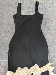 Abito da Sera a Fascia Lungo Fino ai Piedi di Lusso per Donna Sexy ed Elegante di Buona Qualità <span class=keywords><strong>Nero</strong></span> <span class=keywords><strong>con</strong></span> Fiore <span class=keywords><strong>Bianco</strong></span> - Product Image 5