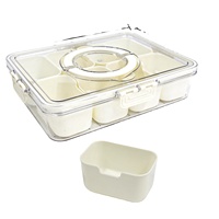 Boîte à collation compartimentée avec couvercle et poignée, plateau de service, organiseur de collations pour adultes, plateau à fruits